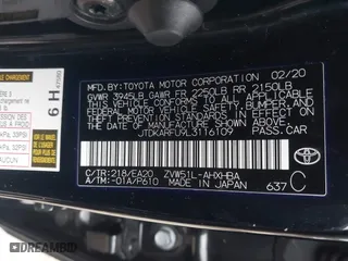 2020 Toyota Prius L Eco with VIN JTDKARFU9L3116109, listed as a IAAI auction lot 41349577 with 1 mi miles. Bid and sale history available at carsss.com. Image 9.