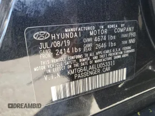 2020 Genesis G70 2.0T with VIN KMTG64LA6LU053311, listed as a Copart auction lot 71866084 with 37,754 mi miles and Salvage Title. Bid and sale history available at carsss.com. Image 13.