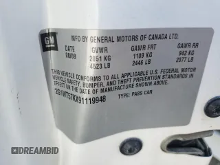 2009 Chevrolet Impala LT with VIN 2G1WT57KX91119948, listed as a Copart auction lot 49243045 with 110,862 mi miles and Salvage Title. Bid and sale history available at DreamBid. Image 12.