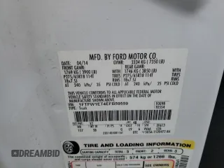2014 Ford F-150 XL with VIN 1FTFW1ET4EFB59559, listed as a Copart auction lot 63641185 with 243,378 mi miles and Clean title. Bid and sale history available at DreamBid. Image 12.