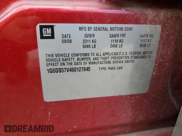 2009 Cadillac CTS AWD w/1SB with VIN 1G6DS57V490127845, listed as a Copart auction lot 71753964 with 52,494 mi miles and Salvage Title. Bid and sale history available at carsss.com. Image 13.