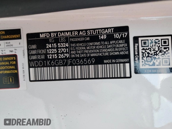 2018 Mercedes-Benz E-Class E 400 with VIN WDD1K6GB7JF036569, listed as a Copart auction lot 76463214 with 0 mi miles and Non Repairable. Bid and sale history available at carsss.com. Image 13.