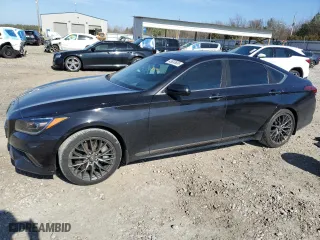 2018 Genesis G80 3.3T Sport with VIN KMHGN4JB3JU243539, listed as a Copart auction lot 43653695 with 81,008 mi miles and Salvage Title. Bid and sale history available at carsss.com. Image 1.