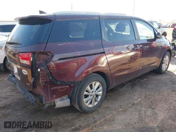 2016 Kia Sedona LX with VIN KNDMB5C15G6210016, listed as a IAAI auction lot 41756846 with 106,511 mi miles. Bid and sale history available at carsss.com. Image 4.