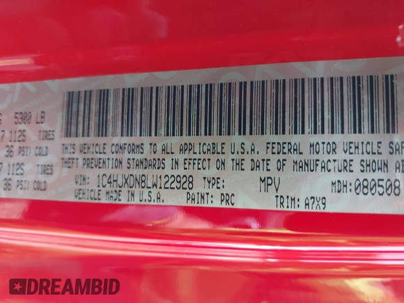 2020 Jeep Wrangler Unlimited Sport S with VIN 1C4HJXDN8LW122928, listed as a IAAI auction lot 42430099 with 58,454 mi miles and . Bid and sale history available at DreamBid. Image 9.