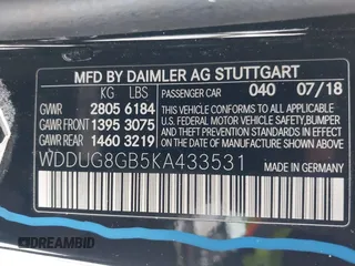 2019 Mercedes-Benz S 560 with VIN WDDUG8GB5KA433531, listed as a IAAI auction lot 41393877 with 106,653 mi miles and . Bid and sale history available at carsss.com. Image 9.