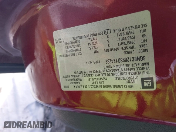 2008 Chevrolet Avalanche LTZ z VIN 3GNEC12098G124282, wystawiony jako IAAI lot #41626495 z przebiegiem 211 642 mil mil oraz . Historia ofert i sprzedaży dostępna na DreamBid. Obrazek 9.