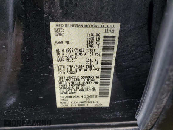 2010 Nissan Frontier LE with VIN 1N6AD0EV6AC412658, listed as a Copart auction lot 42023495 with 95,141 mi miles and Salvage title. Bid and sale history available at DreamBid. Image 15.