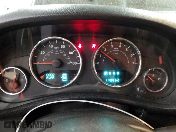 2014 Jeep Wrangler Unlimited Sport with VIN 1C4BJWDG8EL100708, listed as a Copart auction lot 57297245 with 170,862 mi miles and Clean Title. Bid and sale history available at DreamBid. Image 9.