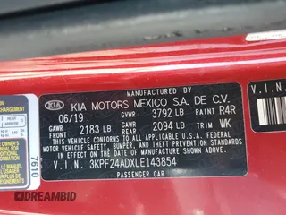 2020 Kia Forte LXS with VIN 3KPF24ADXLE143854, listed as a Copart auction lot 55172505 with 102,809 mi miles and Clean Title. Bid and sale history available at carsss.com. Image 12.