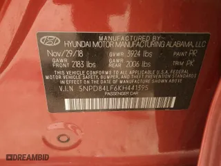 2019 Hyundai Elantra SEL with VIN 5NPD84LF6KH441395, listed as a Copart auction lot 83788664 with 75,296 mi miles and Salvage Title. Bid and sale history available at carsss.com. Image 12.
