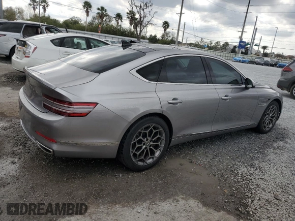 2021 Genesis G80 2.5T with VIN KMTGB4SC1MU062014, listed as a Copart auction lot 44325815 with 32,547 mi miles and Non Repairable. Bid and sale history available at DreamBid. Image 3.