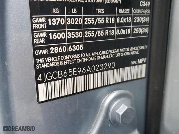 2006 Mercedes-Benz R-Class 3.5L with VIN 4JGCB65E96A023290, listed as a Copart auction lot 44691955 with 171,438 mi miles and Salvage Title. Bid and sale history available at carsss.com. Image 13.