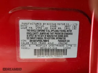 2013 Nissan Sentra SR with VIN 3N1AB7AP2DL708815, listed as a Copart auction lot 48913495 with 68,550 mi miles and Salvage Title. Bid and sale history available at carsss.com. Image 13.