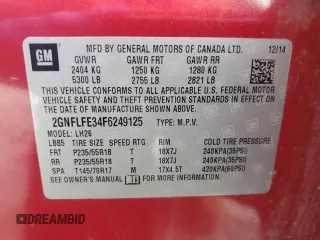 2015 Chevrolet Equinox LT with VIN 2GNFLFE34F6249125, listed as a Copart auction lot 43385245 with 184,979 mi miles and Salvage Title. Bid and sale history available at DreamBid. Image 16.