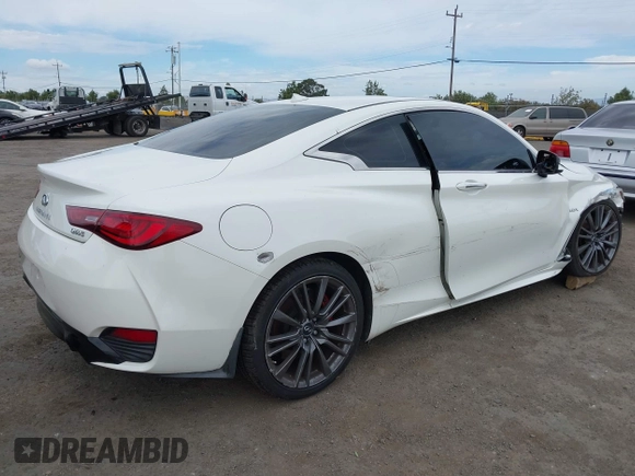 2017 Infiniti Q60 Red Sport 400 with VIN JN1FV7EKXHM611062, listed as a IAAI auction lot 40374401 with 69,460 mi miles and . Bid and sale history available at carsss.com. Image 4.
