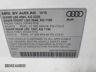 2016 Audi Q3 Prestige with VIN WA1GFCFS8GR009259, listed as a IAAI auction lot 42321175 with 34,053 mi miles and . Bid and sale history available at DreamBid. Image 9.