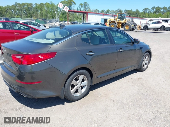 2014 Kia Optima LX with VIN 5XXGM4A71EG335165, listed as a IAAI auction lot 42052378 with 154,574 mi miles. Bid and sale history available at carsss.com. Image 4.