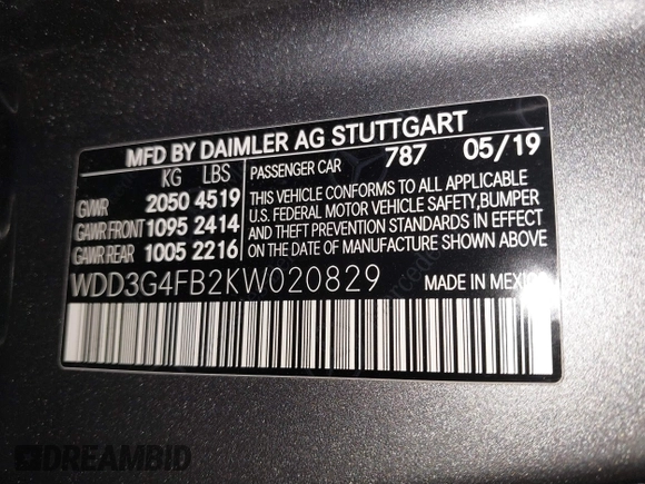2019 Mercedes-Benz A 220 with VIN WDD3G4FB2KW020829, listed as a IAAI auction lot 41649716 with 32,082 mi miles and . Bid and sale history available at DreamBid. Image 9.