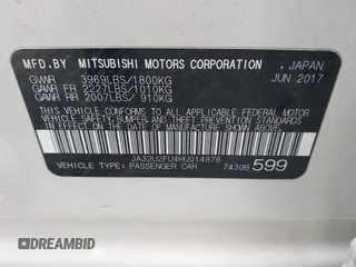 2017 Mitsubishi Lancer ES with VIN JA32U2FU4HU014876, listed as a IAAI auction lot 41884075 with 105,262 mi miles. Bid and sale history available at carsss.com. Image 9.