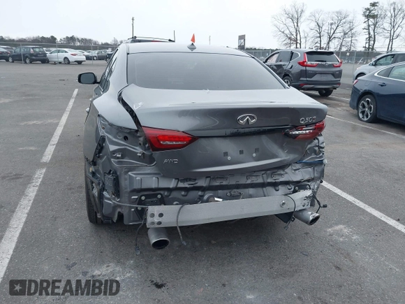 2021 Infiniti Q50 Red Sport 400 with VIN JN1FV7DR9MM880162, listed as a IAAI auction lot 41244912 with 44,943 mi miles and . Bid and sale history available at DreamBid. Image 6.