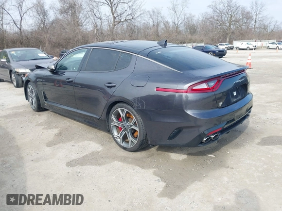 2021 Kia Stinger GT2 with VIN KNAE55LC0M6088347, listed as a IAAI auction lot 41503919 with 113,823 mi miles. Bid and sale history available at carsss.com. Image 3.