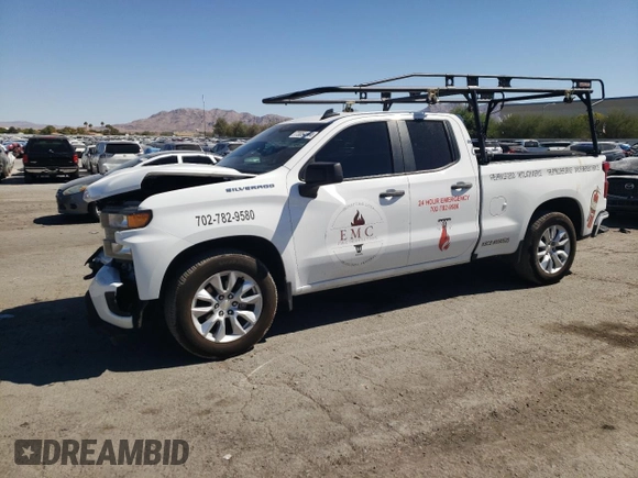 2020 Chevrolet Silverado 1500 Custom with VIN 1GCRWBEF1LZ102082, listed as a Copart auction lot 73054144 with 63,443 mi miles and Salvage Title. Bid and sale history available at carsss.com. Image 1.