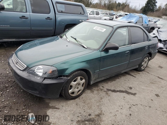 1999 Honda Civic VP z VIN 2HGEJ6612XH519340, wystawiony jako Copart lot #45510895 z przebiegiem 192 955 mil mil oraz Szkoda całkowita • Salvage title. Historia ofert i sprzedaży dostępna na DreamBid. Obrazek 1.