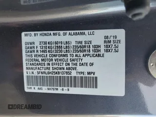 2019 Honda Odyssey LX with VIN 5FNRL6H25KB137852, listed as a Copart auction lot 47697705 with 73,529 mi miles and Salvage Title. Bid and sale history available at DreamBid. Image 15.
