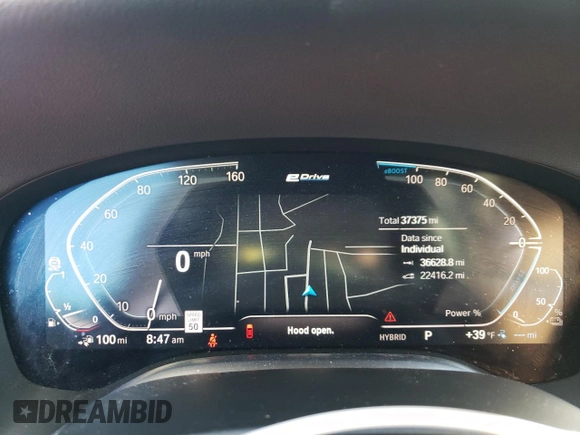 2020 BMW 7 Series with VIN WBA7W4C06LBM70555, listed as a Copart auction lot 52126455 with 37,375 mi miles and Salvage title. Bid and sale history available at DreamBid. Image 9.