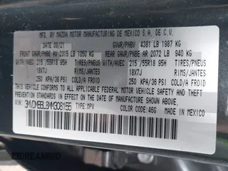 2021 Mazda CX-30 Select with VIN 3MVDMBBL8MM308155, listed as a IAAI auction lot 41814615 with 44,819 mi miles. Bid and sale history available at carsss.com. Image 9.