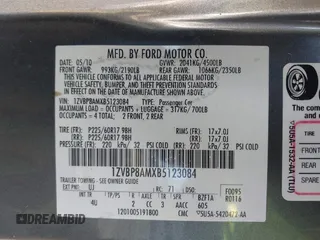 2011 Ford Mustang V6 with VIN 1ZVBP8AMXB5123084, listed as a IAAI auction lot 41359860 with 123,589 mi miles and . Bid and sale history available at carsss.com. Image 9.