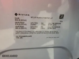 2024 Rivian R1S Adventure with VIN 7PDSGABA9RN044832, listed as a Copart auction lot 72214624 with 6,361 mi miles and Salvage Title. Bid and sale history available at carsss.com. Image 13.