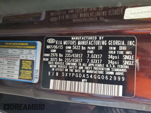 2016 Kia Sorento LX z VIN 5XYPGDA54GG062999, wystawiony jako Copart lot #57157845 z przebiegiem 137 901 mil mil oraz Szkoda całkowita • Salvage title. Historia ofert i sprzedaży dostępna na DreamBid. Obrazek 13.