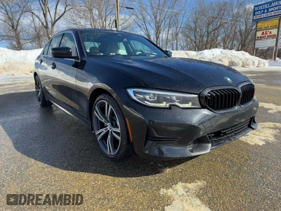 2021 BMW 3 Series 330i with VIN 3MW5R1J04MBB48483, listed as a Copart auction lot 46145125 with 128,555 mi miles and Clean Title. Bid and sale history available at carsss.com. Image 1.