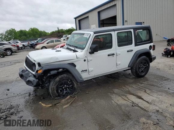 2024 Jeep Wrangler Sport S with VIN 1C4PJXDG3RW173078, listed as a Copart auction lot 57075565 with 26,661 mi miles and Salvage title. Bid and sale history available at DreamBid. Image 1.