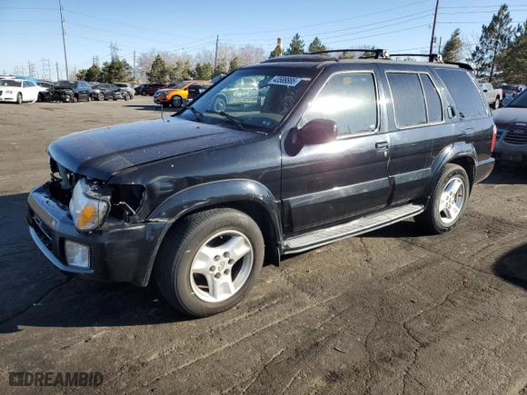 2001 Infiniti QX4 Luxury with VIN JNRDR09Y21W215362, listed as a Copart auction lot 43588885 with 159191 miles and Salvage Title. Bid and sale history available at carsss.com. Image 1.