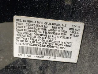 2016 Acura MDX with VIN 5FRYD3H2XGB014559, listed as a IAAI auction lot 41996171 with 154,860 mi miles. Bid and sale history available at carsss.com. Image 9.