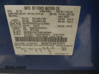 2018 Ford EcoSport SE with VIN MAJ6P1UL9JC224471, listed as a IAAI auction lot 41986117 with 55,914 mi miles. Bid and sale history available at carsss.com. Image 9.