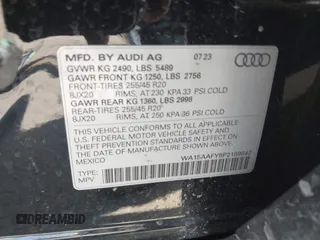 2023 Audi Q5 Sportback S line Premium Plus with VIN WA15AAFY8P2189642, listed as a IAAI auction lot 41662708 with 18,926 mi miles and . Bid and sale history available at DreamBid. Image 9.