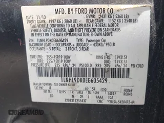 2014 Lincoln MKS with VIN 1LNHL9DK0EG605429, listed as a IAAI auction lot 42809745 with 127,038 mi miles and . Bid and sale history available at DreamBid. Image 9.