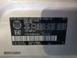 2011 Toyota RAV4 Ltd with VIN 2T3DF4DV8BW143841, listed as a Copart auction lot 41563195 with 186,497 mi miles and Salvage Title. Bid and sale history available at carsss.com. Image 13.