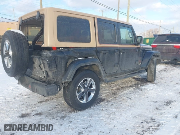 2020 Jeep Wrangler Unlimited Sahara with VIN 1C4HJXEN6LW113725, listed as a IAAI auction lot 41399766 with 87,583 mi miles. Bid and sale history available at carsss.com. Image 4.