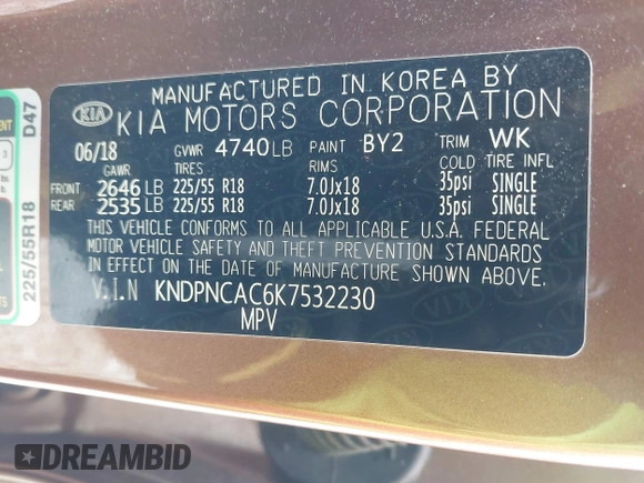 2019 Kia Sportage EX with VIN KNDPNCAC6K7532230, listed as a IAAI auction lot 41516933 with 98,819 mi miles. Bid and sale history available at carsss.com. Image 9.
