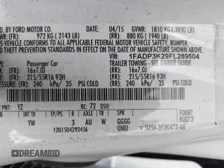 2015 Ford Focus SE with VIN 1FADP3K29FL289504, listed as a IAAI auction lot 41963365 with Not Provided miles. Bid and sale history available at carsss.com. Image 9.