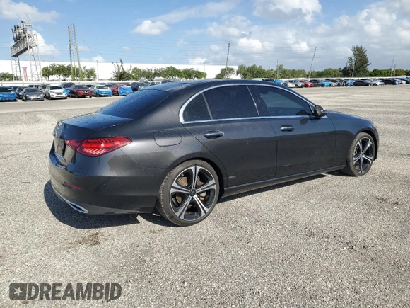 2022 Mercedes-Benz C 300 with VIN W1KAF4GB7NR041381, listed as a Copart auction lot 52912145 with 88,668 mi miles and Clean title. Bid and sale history available at DreamBid. Image 3.