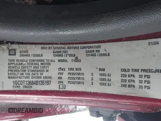 2004 Chevrolet Colorado 1SB LS Z85 with VIN 1GCDT136848135197, listed as a IAAI auction lot 41289303 with 230,818 mi miles. Bid and sale history available at carsss.com. Image 9.