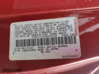 2003 Toyota ECHO with VIN JTDAT123530270726, listed as a Copart auction lot 44772075 with 100,697 mi miles and Salvage Title. Bid and sale history available at carsss.com. Image 12.