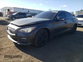 2015 Infiniti Q50 with VIN JN1BV7AR7FM407088, listed as a Copart auction lot 52486755 with 157,761 mi miles and Salvage Title. Bid and sale history available at carsss.com. Image 1.