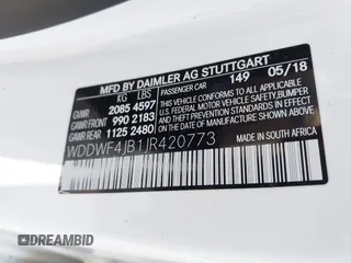 2018 Mercedes-Benz C 300 z VIN WDDWF4JB1JR420773, wystawiony jako IAAI lot #42381686 z przebiegiem Nie podano mil oraz . Historia ofert i sprzedaży dostępna na DreamBid. Obrazek 9.